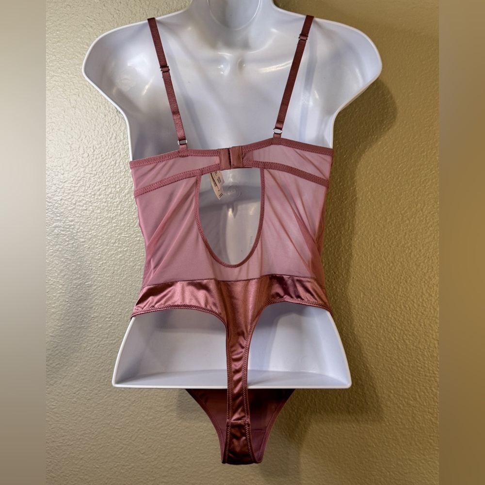Auden Mauve Satin & Mesh Bodysuit NWT Strappy XS–XXL - Picture 4 of 6